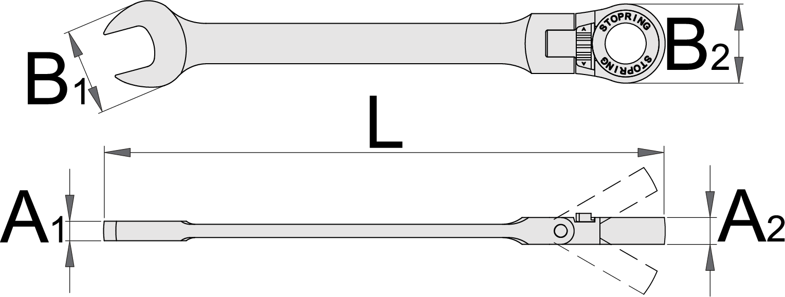 Llave combinada con carraca articulada - Imagen 3