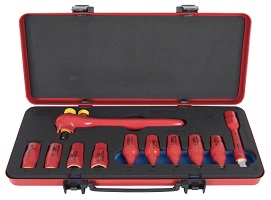 Juego de vasos y accesorios de 1/2", aislados, en caja metálica