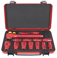 Juego de vasos y accesorios de 1/2", aislados, en caja metálica