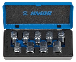 Juego de vasos Torx de 1/2" en caja metálica