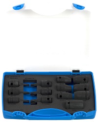 Juego de vasos de 1/2" de impacto con perfil Torx externo e interno en caja de plástico