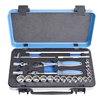 Juego de vasos de 3/8" en caja metálica