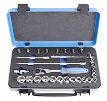 Juego de vasos de 3/8" en caja metálica