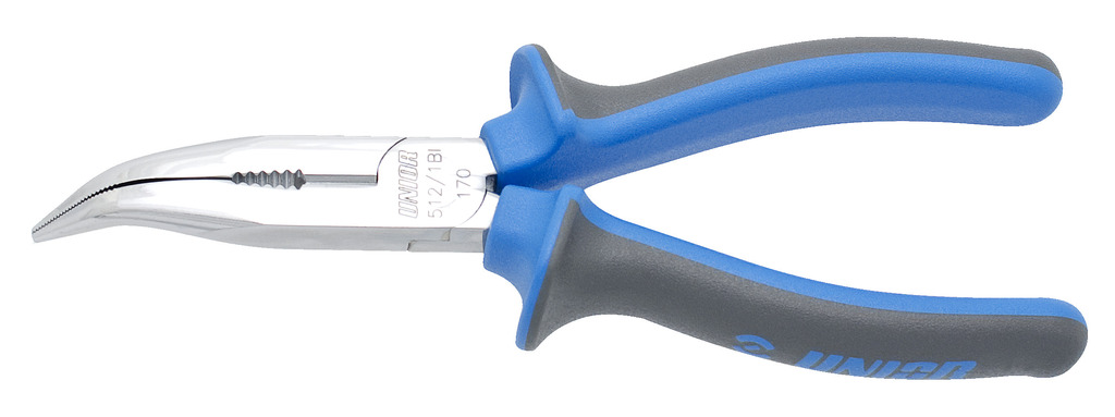 Alicate con puntas semirredondas, boca curva con corte y grip - Imagen 2