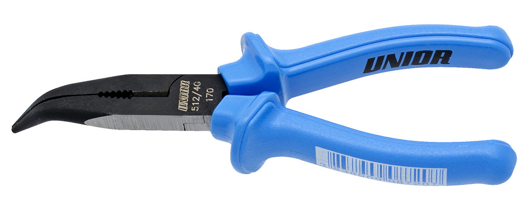 Alicate con puntas semirredondas, boca curva con corte y grip - Imagen 2
