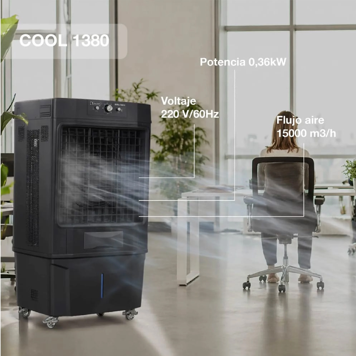 ENFRIADOR DE AIRE EVAPORATIVO COOL 1380 360 W 69 x 46 x 138 cm GARLAND - EDM - Imagen 2