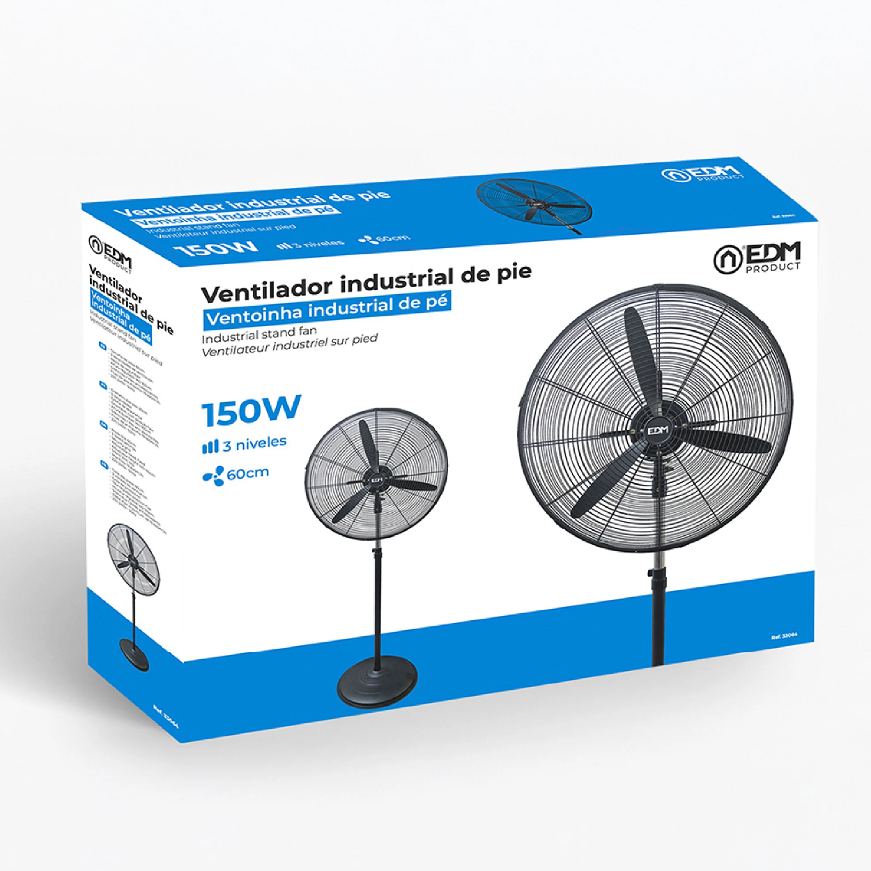 VENTILADOR DE PIE INDUSTRIAL 150 W, NEGRO, Ø60 cm - EDM - Imagen 2