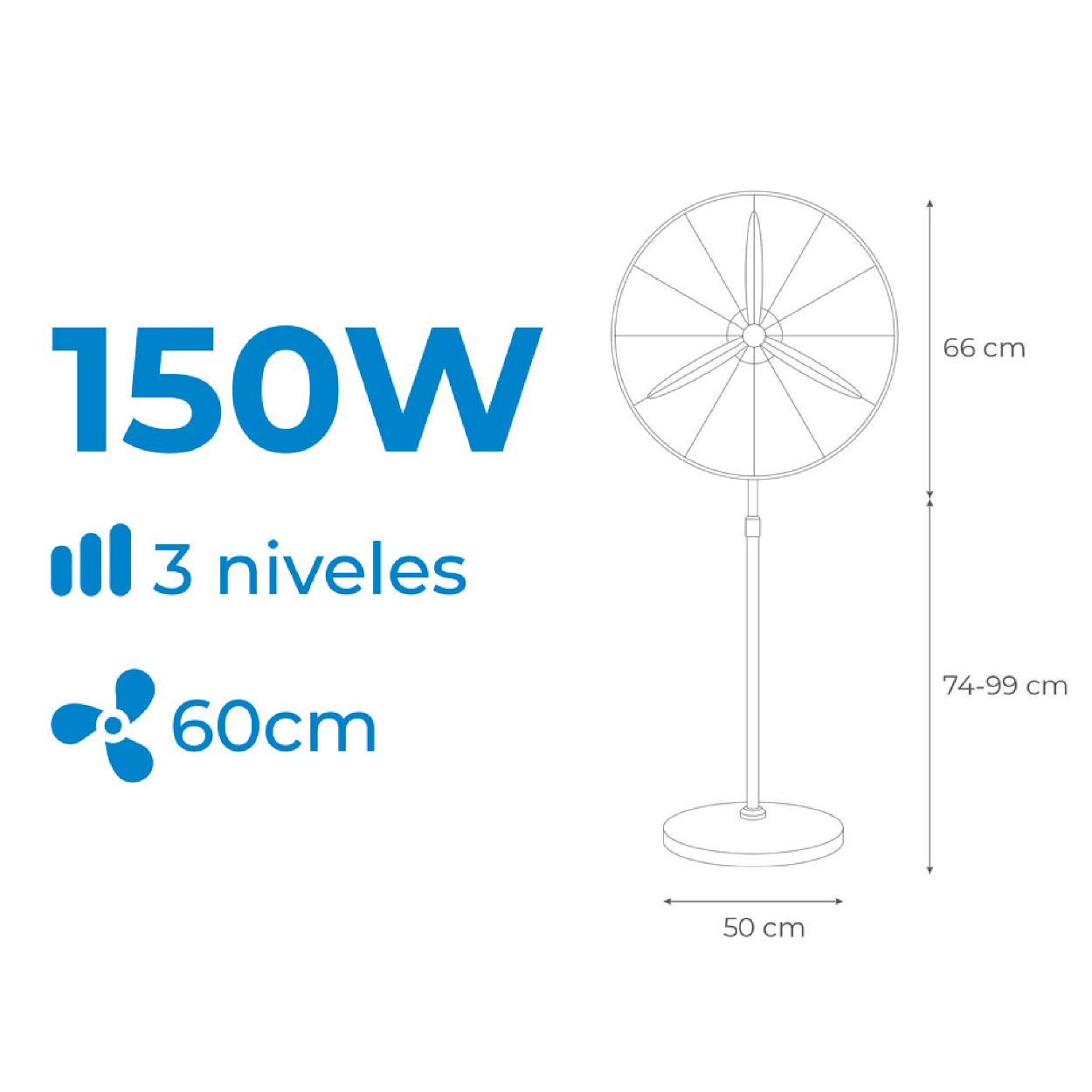 VENTILADOR DE PIE INDUSTRIAL 150 W, NEGRO, Ø60 cm - EDM - Imagen 3