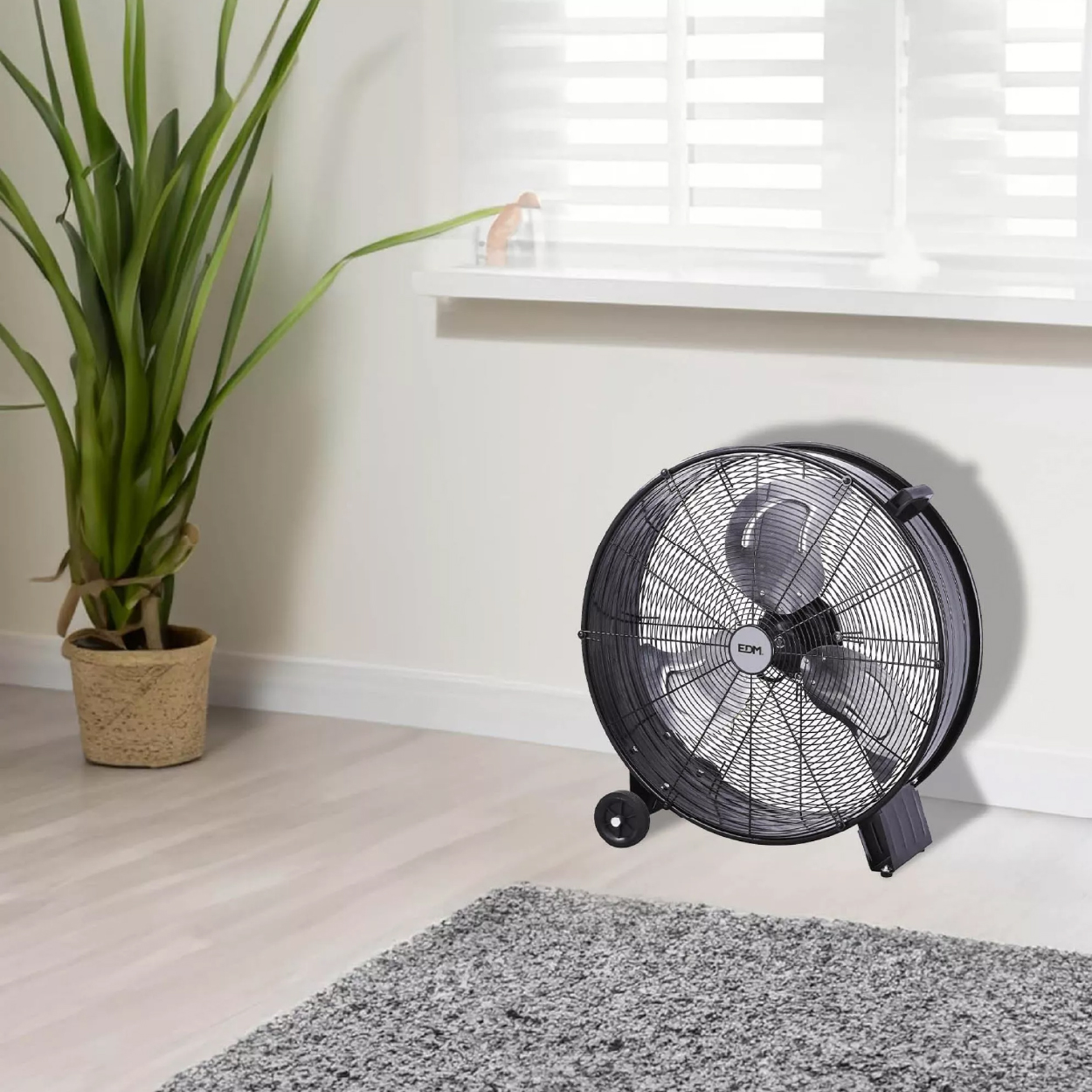 VENTILADOR INDUSTRIAL DE SUELO, CON RUEDAS, NEGRO 180 W, 59,8 dB, Ø65 cm - EDM - Imagen 2