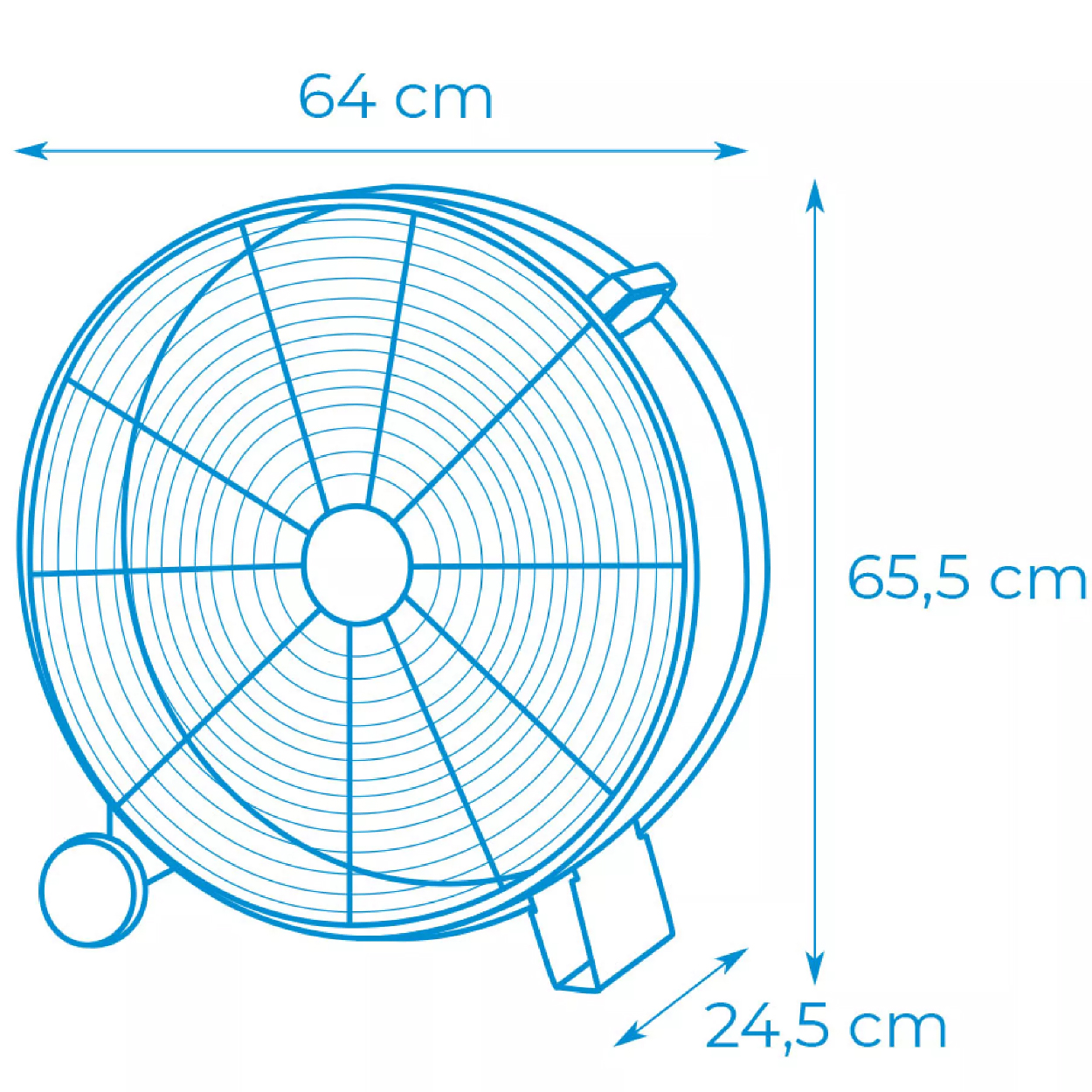 VENTILADOR INDUSTRIAL DE SUELO, CON RUEDAS, NEGRO 180 W, 59,8 dB, Ø65 cm - EDM - Imagen 3